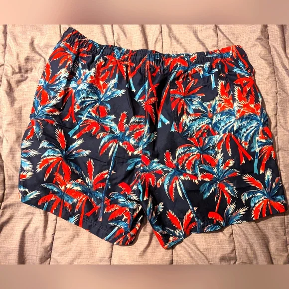 Mens 2XL Swim Trunks 6" In-Seam Bathing Suit Blue Red Swimming Shorts - Picture 3 of 4
